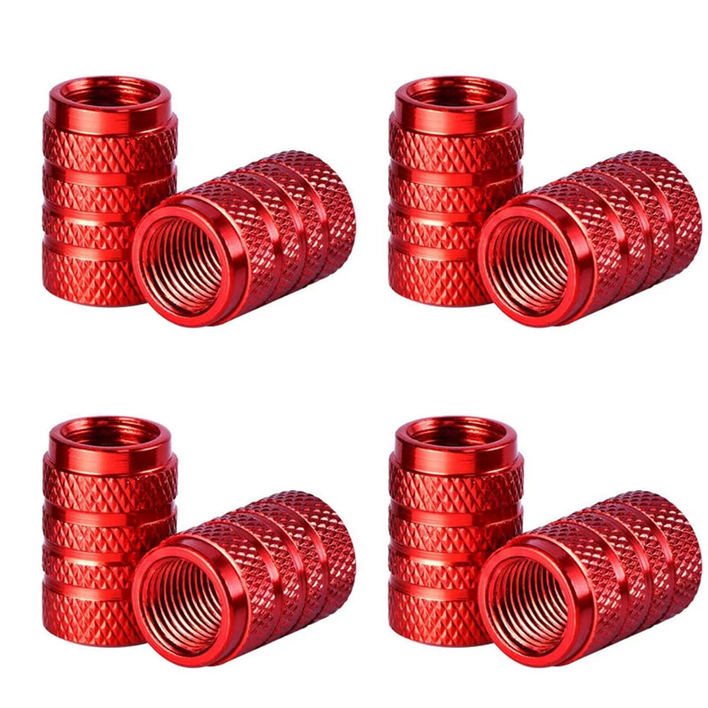 4 Aluminum Tire Valve Stem Caps – Universal Knurled Style for Cars